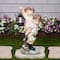 LED Solar Lighted Boy and Girl with Lantern Outdoor Garden Statue - 19.5"